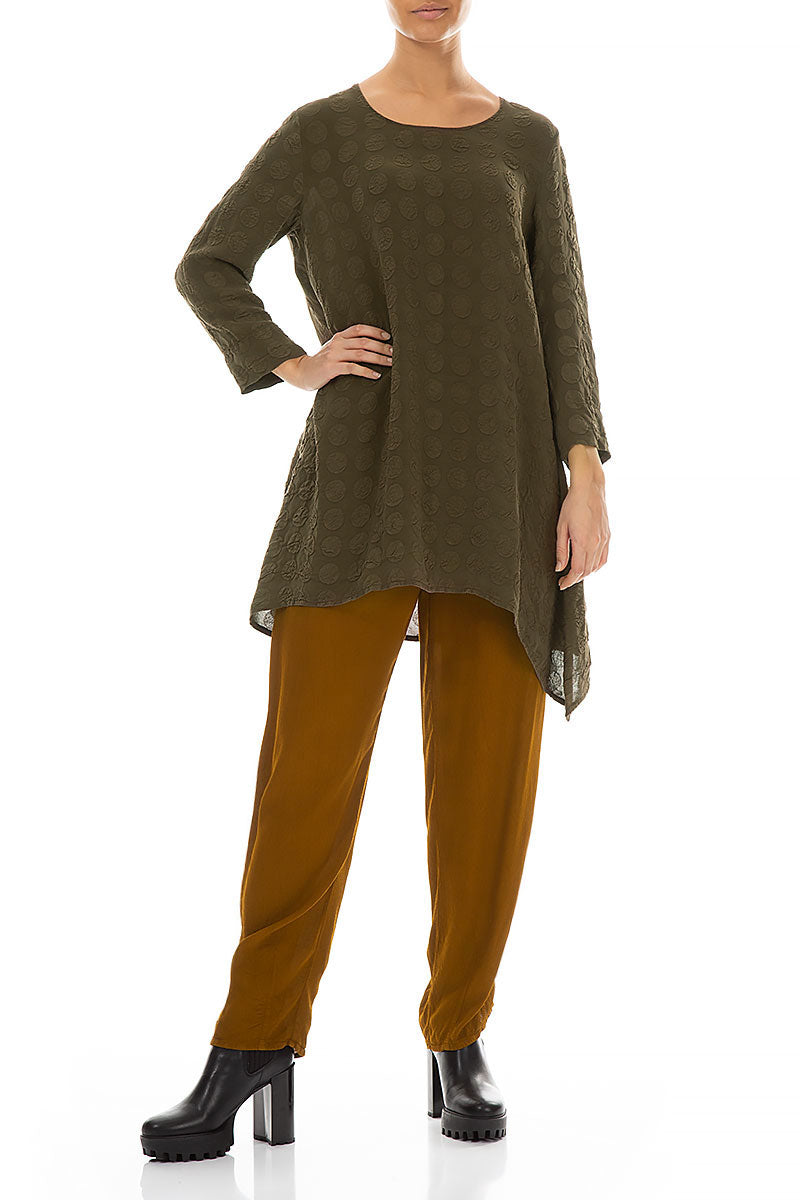 Longer Edges Bubble Khaki Silk Tunic 4