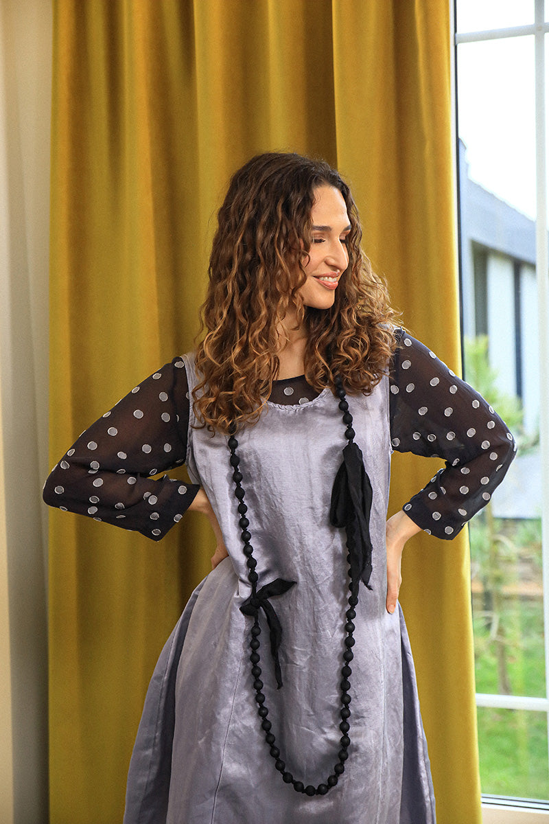 Longer Edges Dotty Anthracite Silk Tunic 5