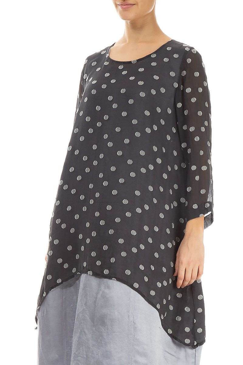 Longer Edges Dotty Anthracite Silk Tunic 3