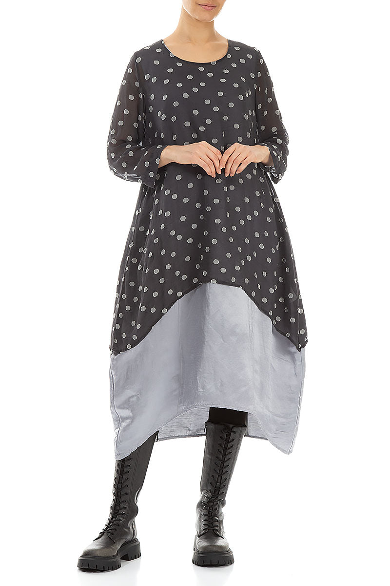 Longer Edges Dotty Anthracite Silk Tunic 4