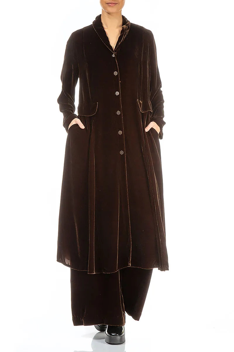 Longline Aged Copper Silk Velvet Jacket 4