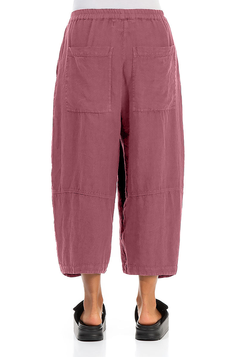 Loose Back Pockets Mauve Taupe Linen Trousers 2