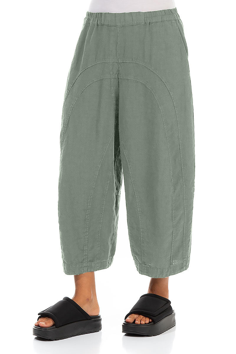 Loose Back Pockets Sage Linen Trousers 3