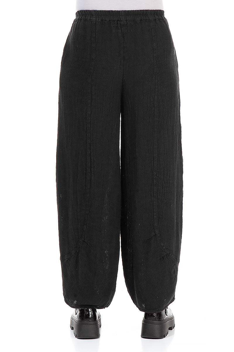 Black Mélange Linen Trousers 2