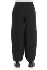 Black Mélange Linen Trousers 2