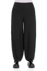 Black Mélange Linen Trousers 1