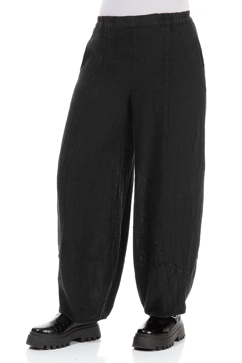 Black Mélange Linen Trousers 3
