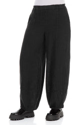 Black Mélange Linen Trousers 3