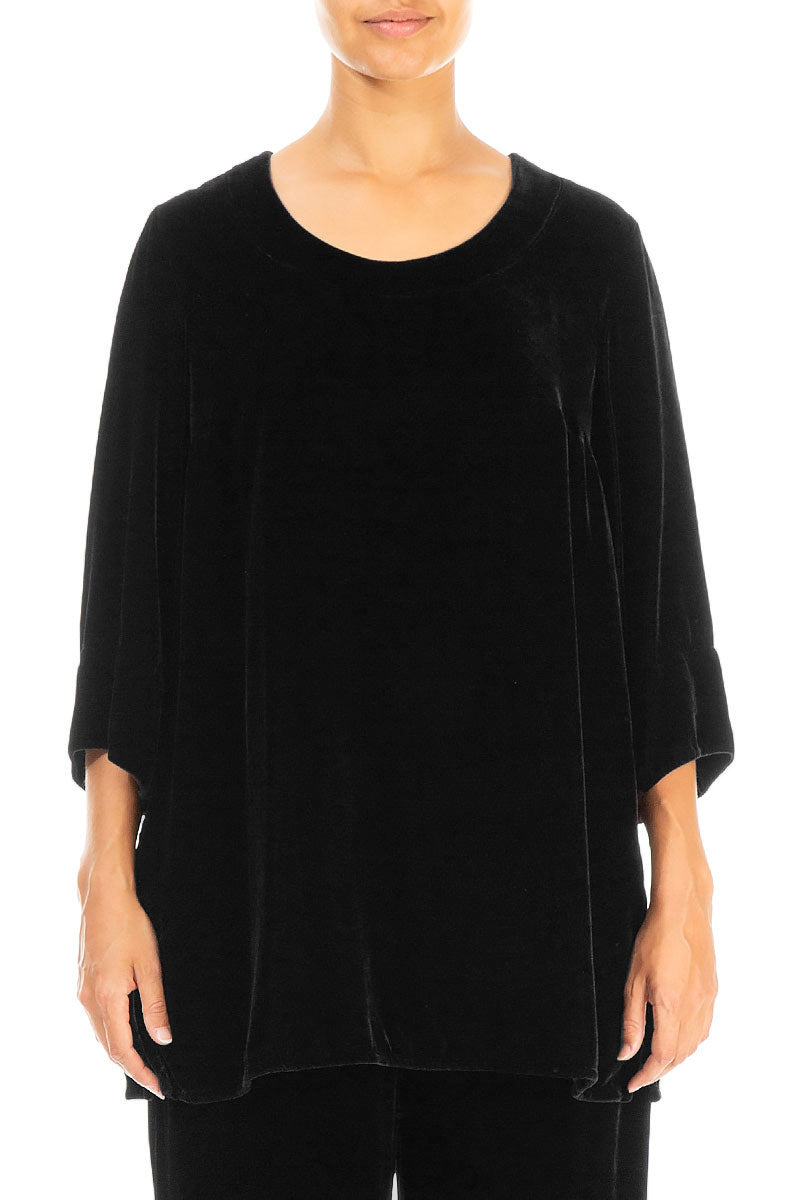 Black Silk Velvet Blouse 1