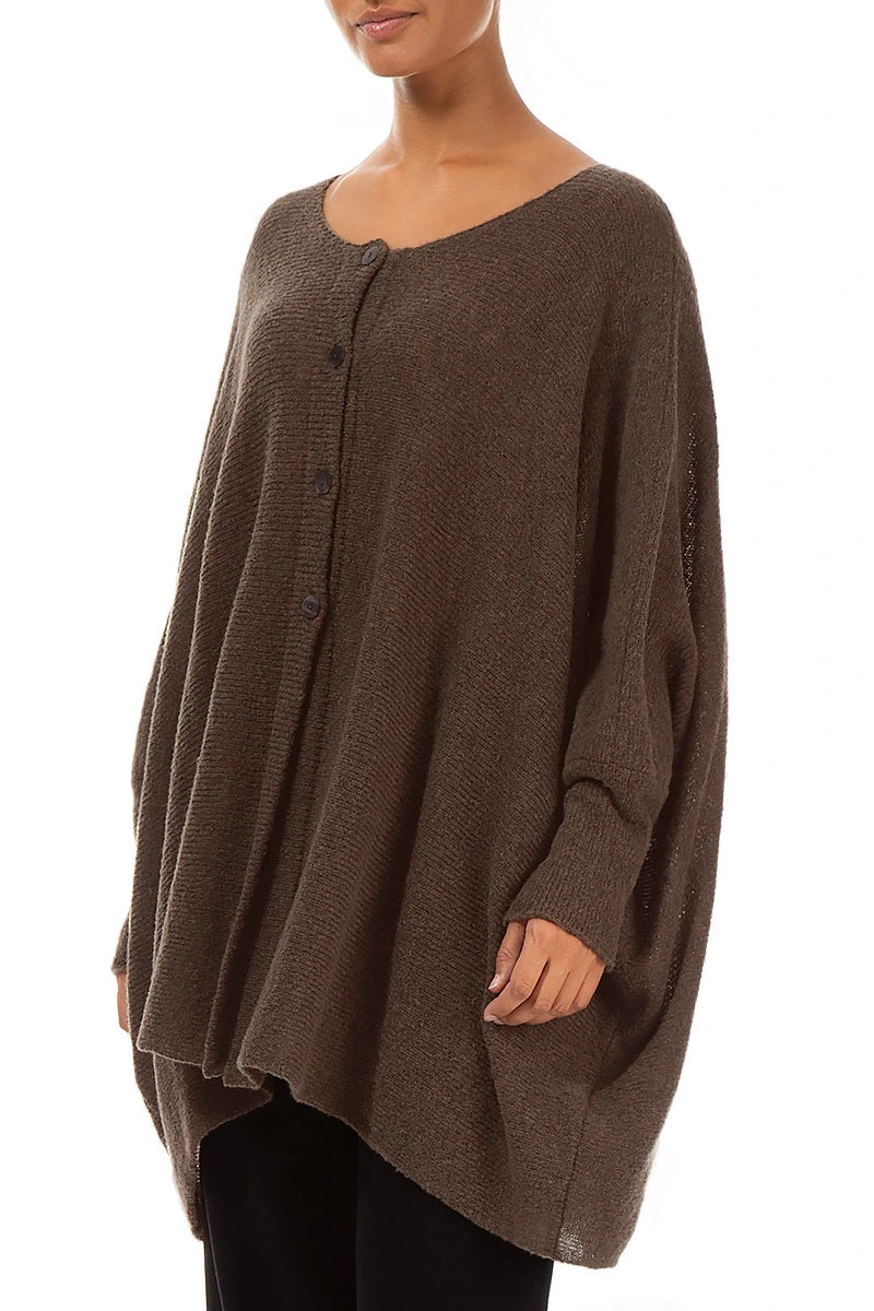 Cardigan ample en laine marron