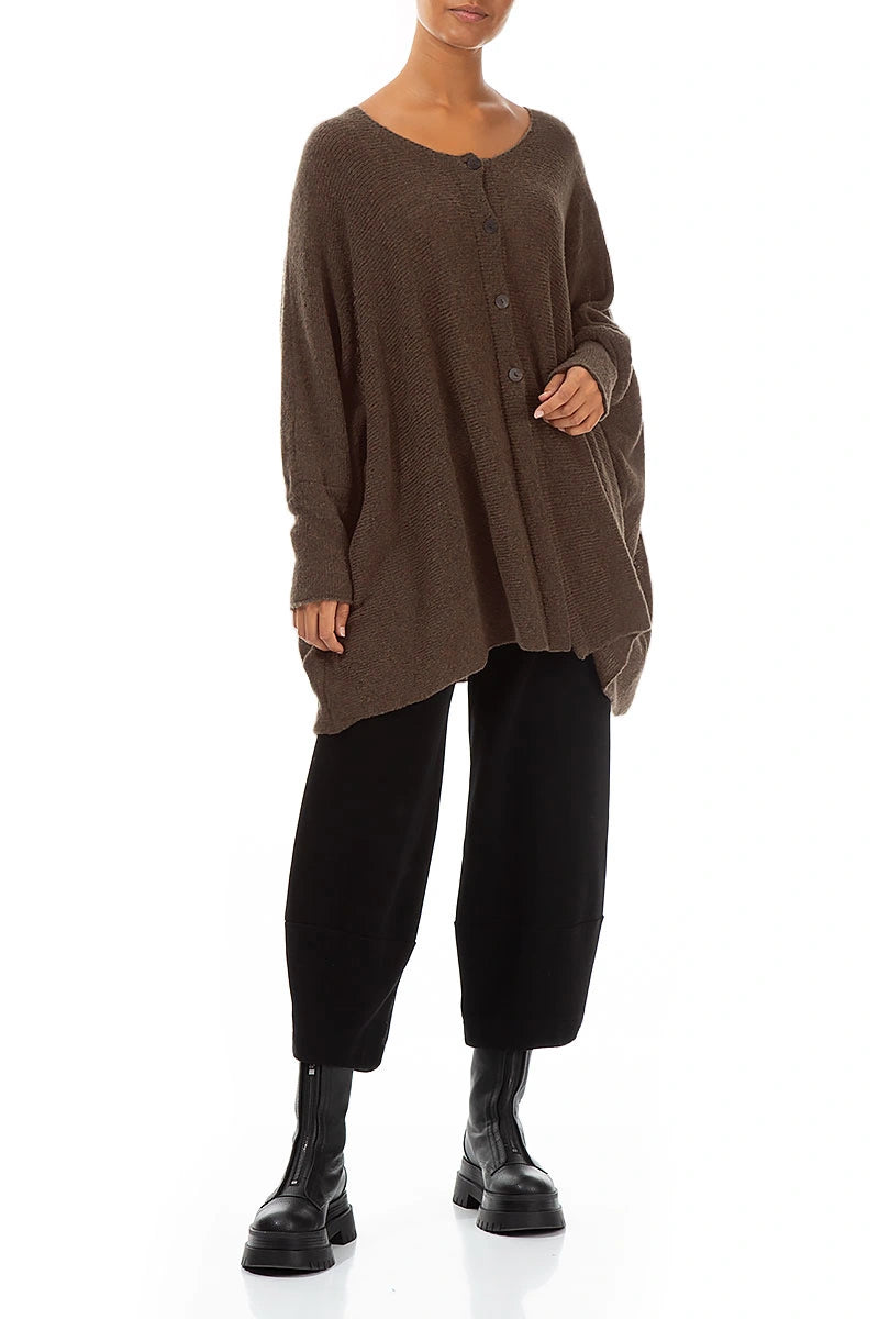 Cardigan ample en laine marron