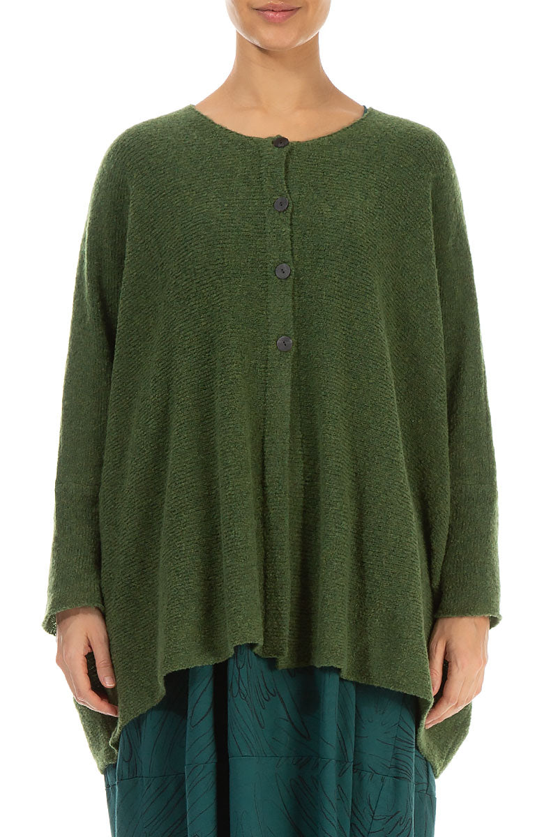 Loose Boxy Dark Sage Wool Cardigan 2