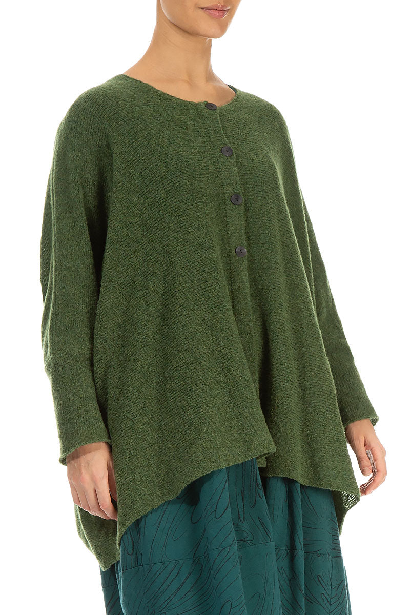 Loose Boxy Dark Sage Wool Cardigan 4