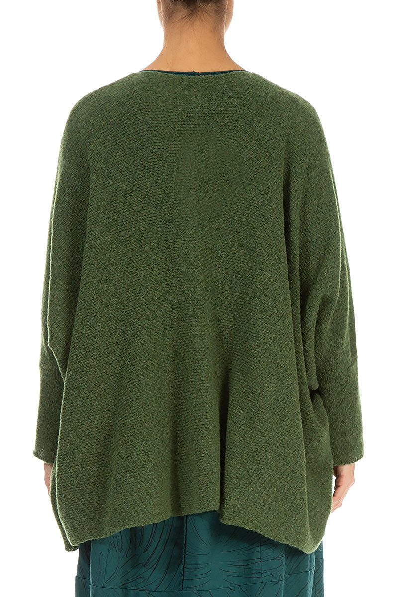 Loose Boxy Dark Sage Wool Cardigan 3