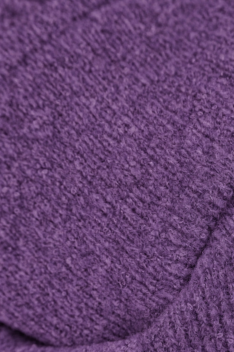 Loose Boxy Purple Wool Cardigan