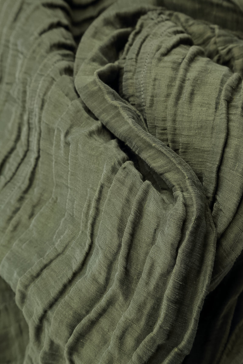 Loose Crinkled Forest Mist Silk Linen Coat 6