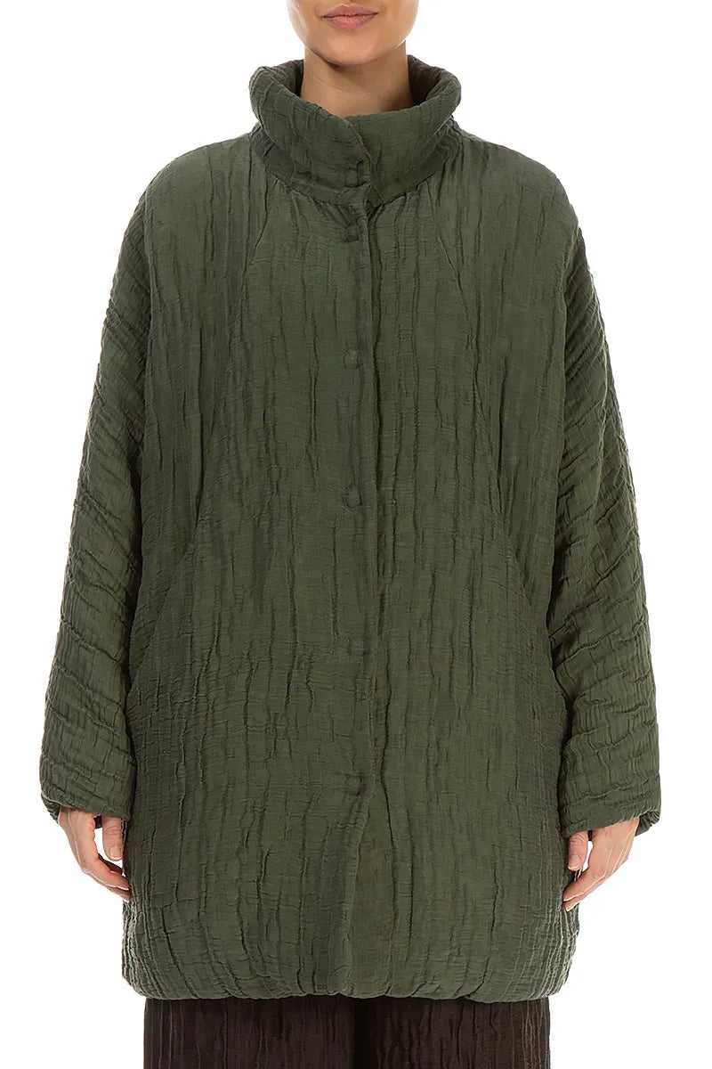 Loose Crinkled Forest Mist Silk Linen Coat 2