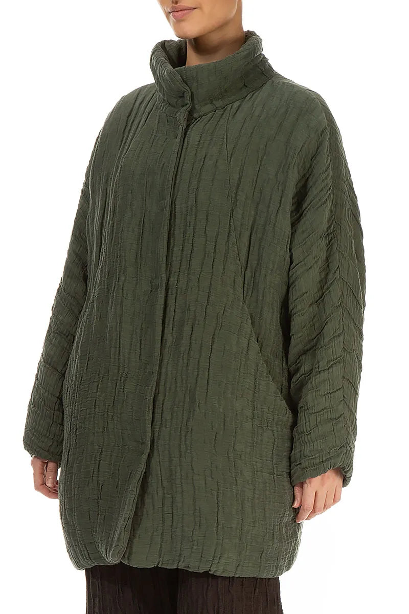 Loose Crinkled Forest Mist Silk Linen Coat 4