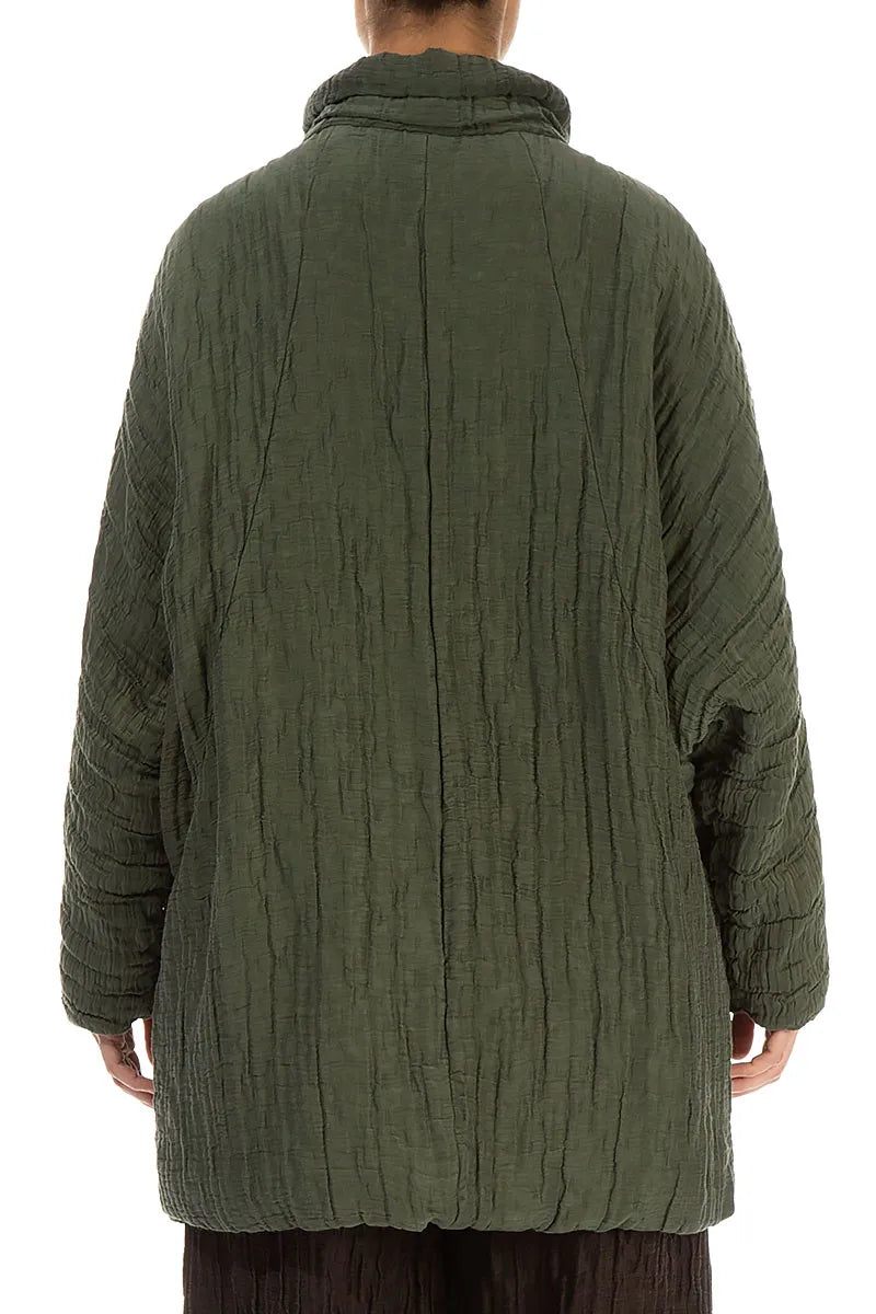 Loose Crinkled Forest Mist Silk Linen Coat 3