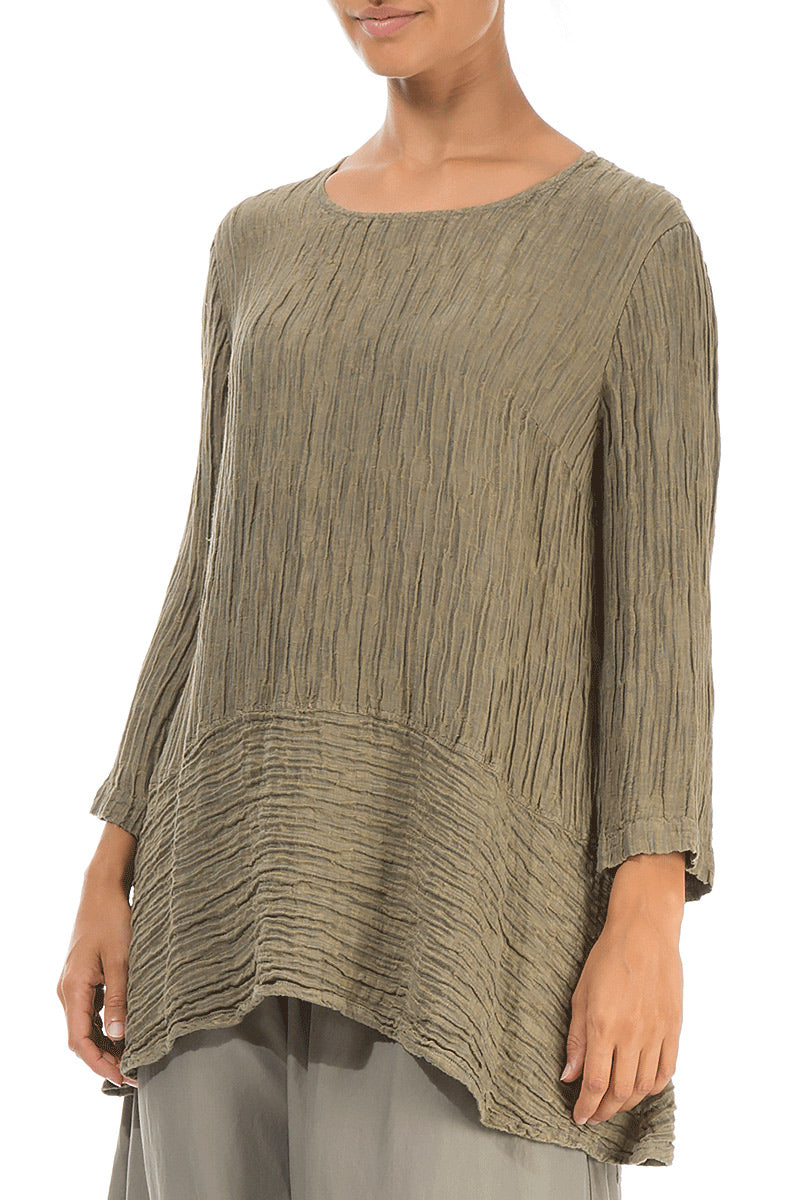 Loose Crinkled Silver Sage Silk Tunic 3