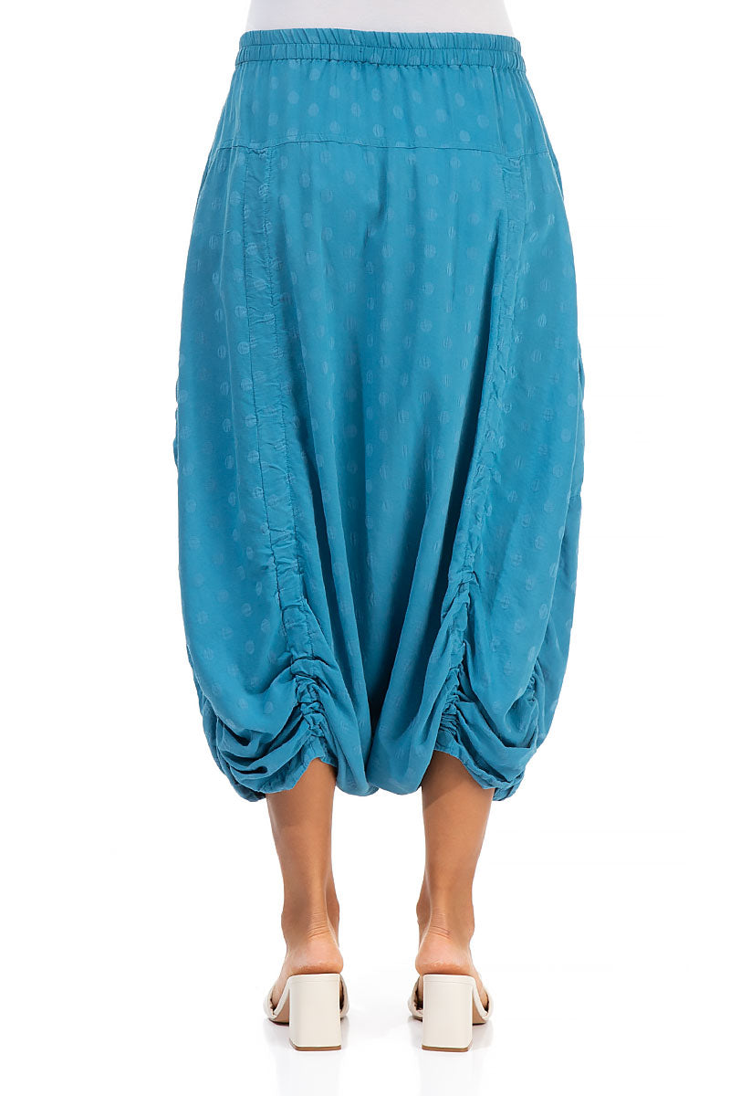 Loose Dotty Ocean Blue Silk Cotton Trousers