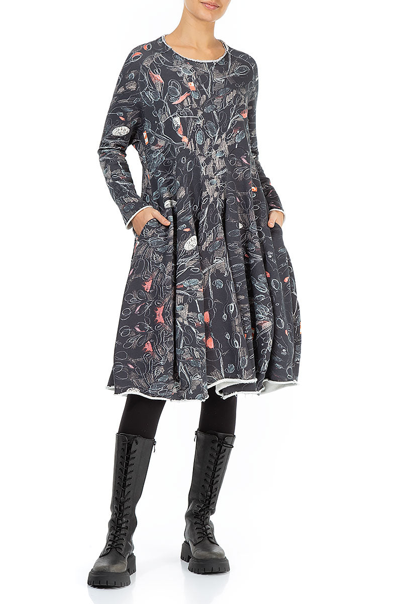 Loose Flared Nightfall Cotton Dress 4