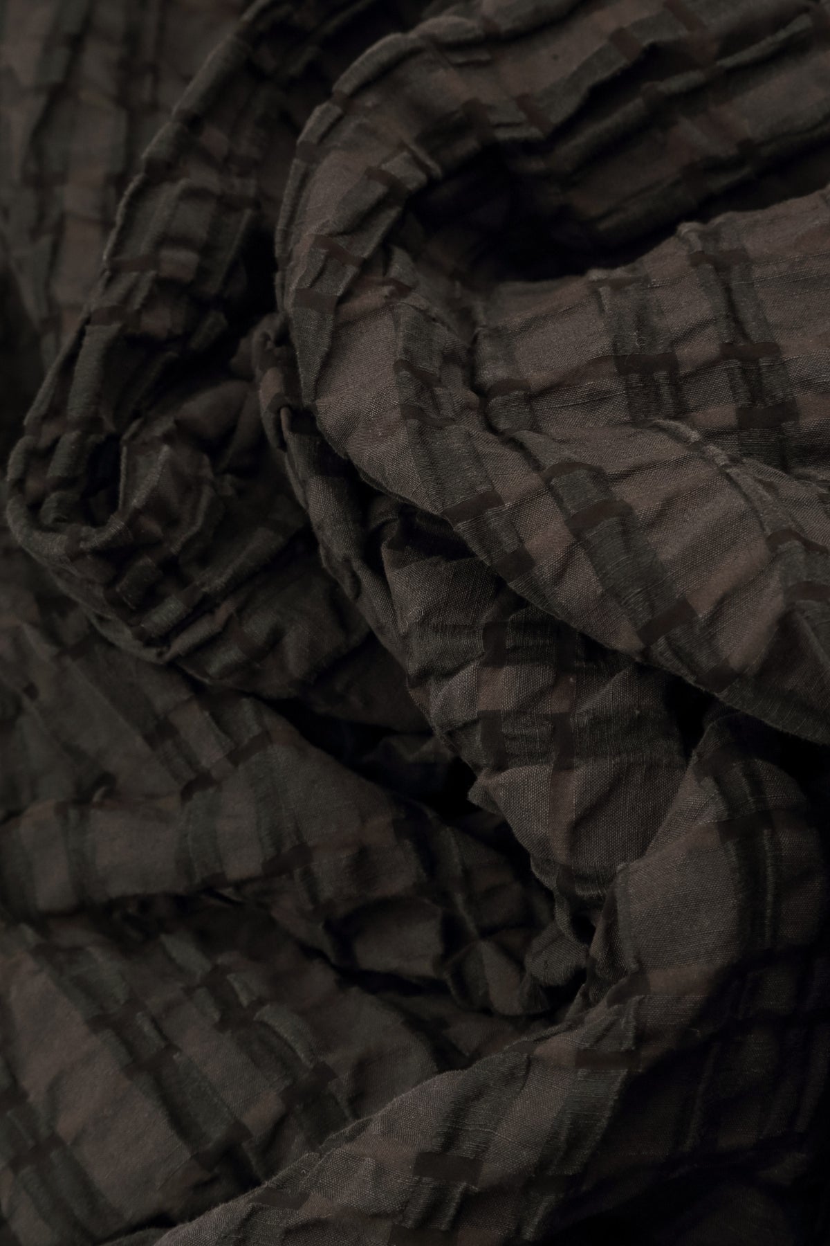 Veste ample en lin et coton à carreaux marron forêt