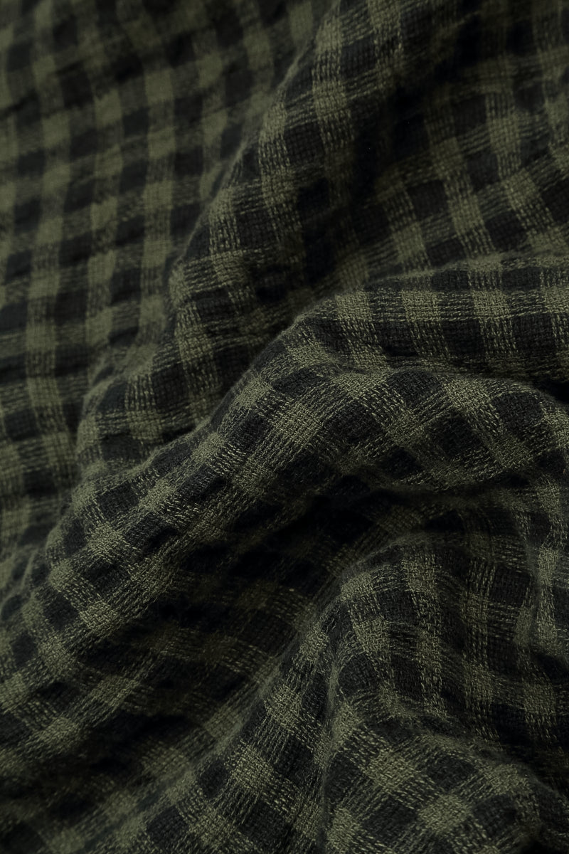Loose Forest Mist Check Linen Trousers 5