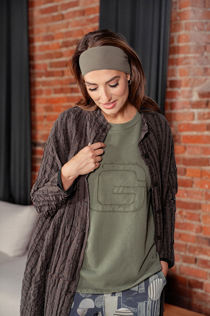 Loose Forest Mist Cotton Blouse