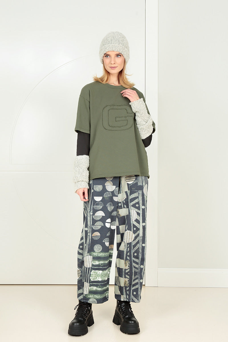 Loose Forest Mist Cotton Blouse