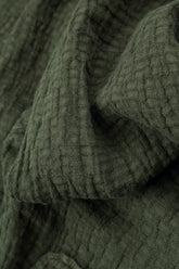 Loose Forest Mist Textured Linen Blouse 5