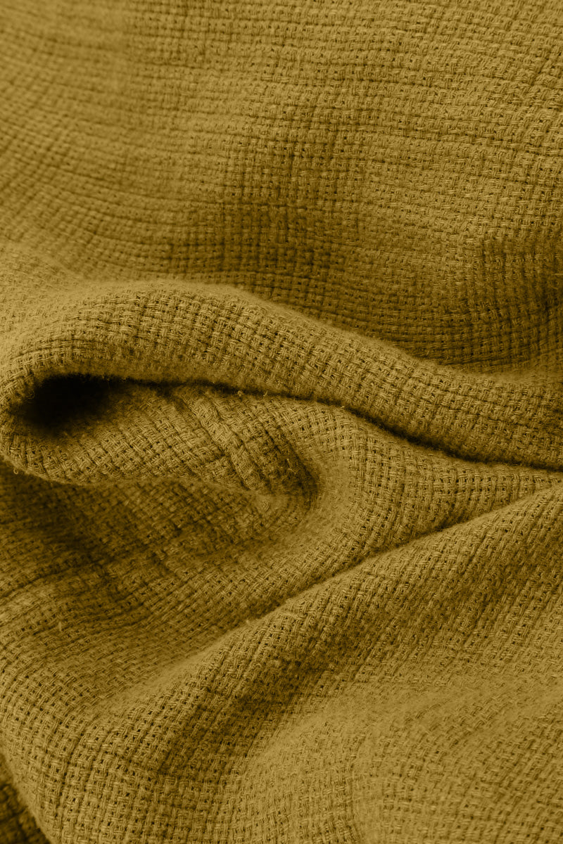 Loose Golden Olive Textured Linen Trousers 5