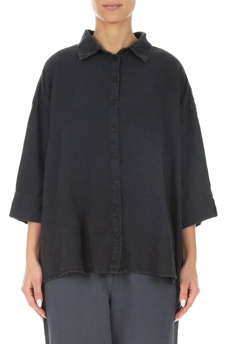 Loose Graphite Linen Shirt