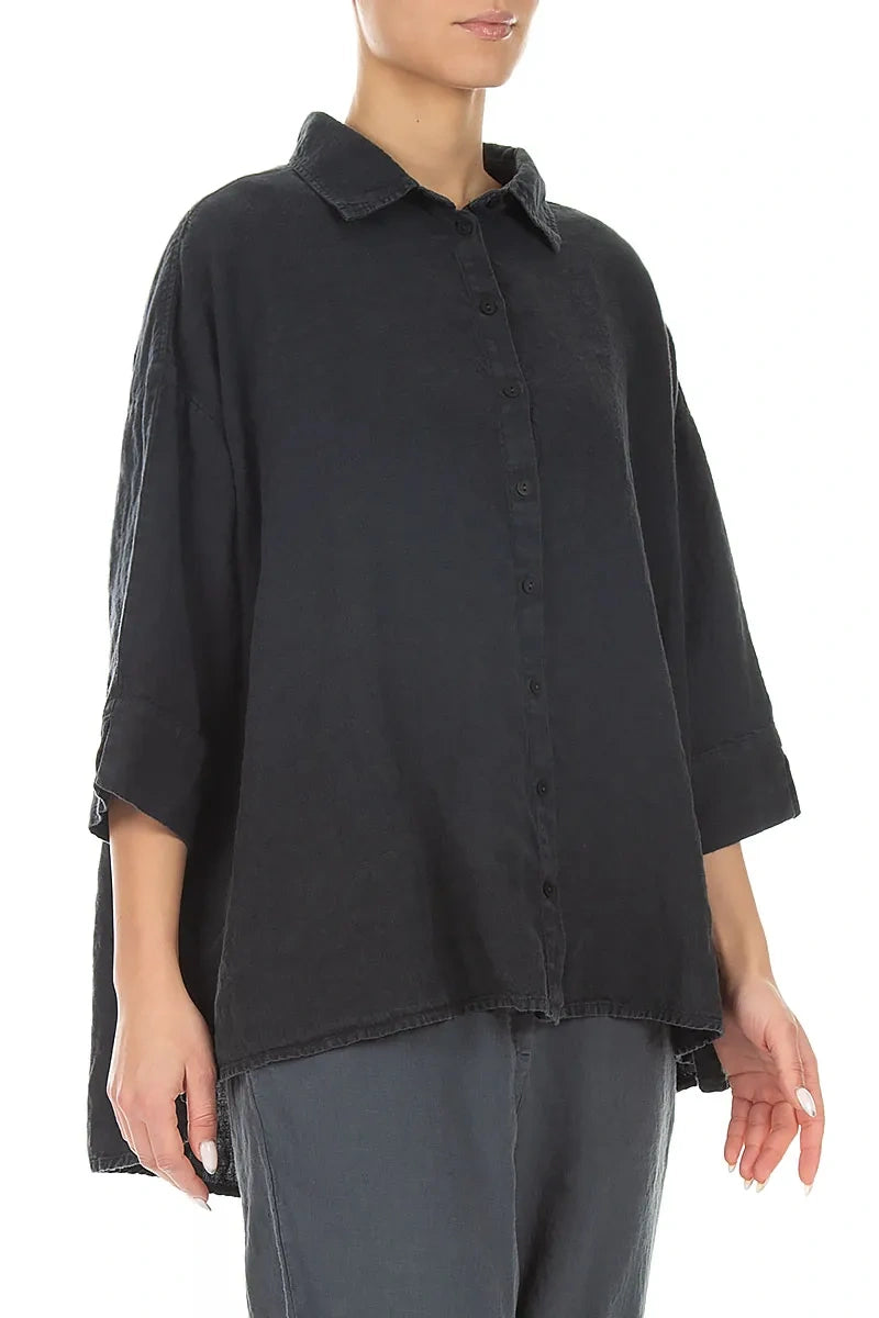 Loose Graphite Linen Shirt