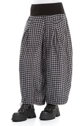 Loose Grey Check Linen Trousers 3