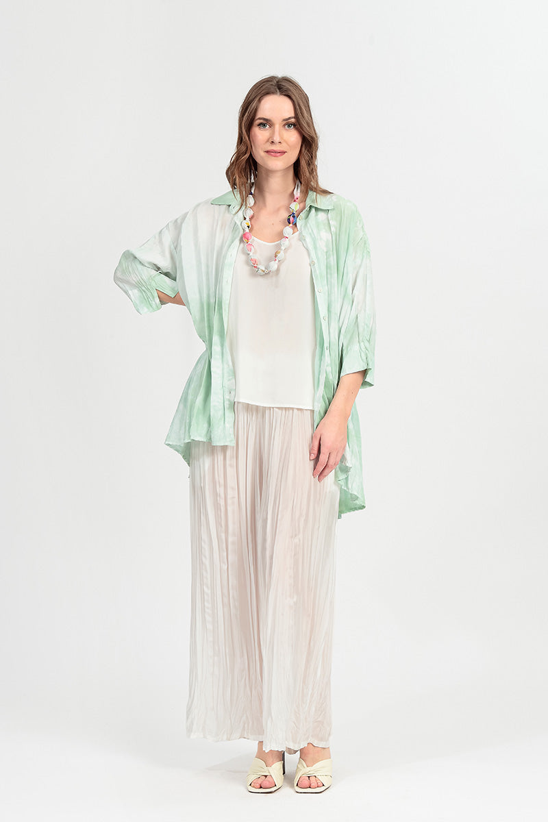 Loose Liquid Sea Mist Crumpled Pure Silk Shirt