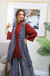 Loose Longer Back Dark Red Silk Bamboo Shirt 5