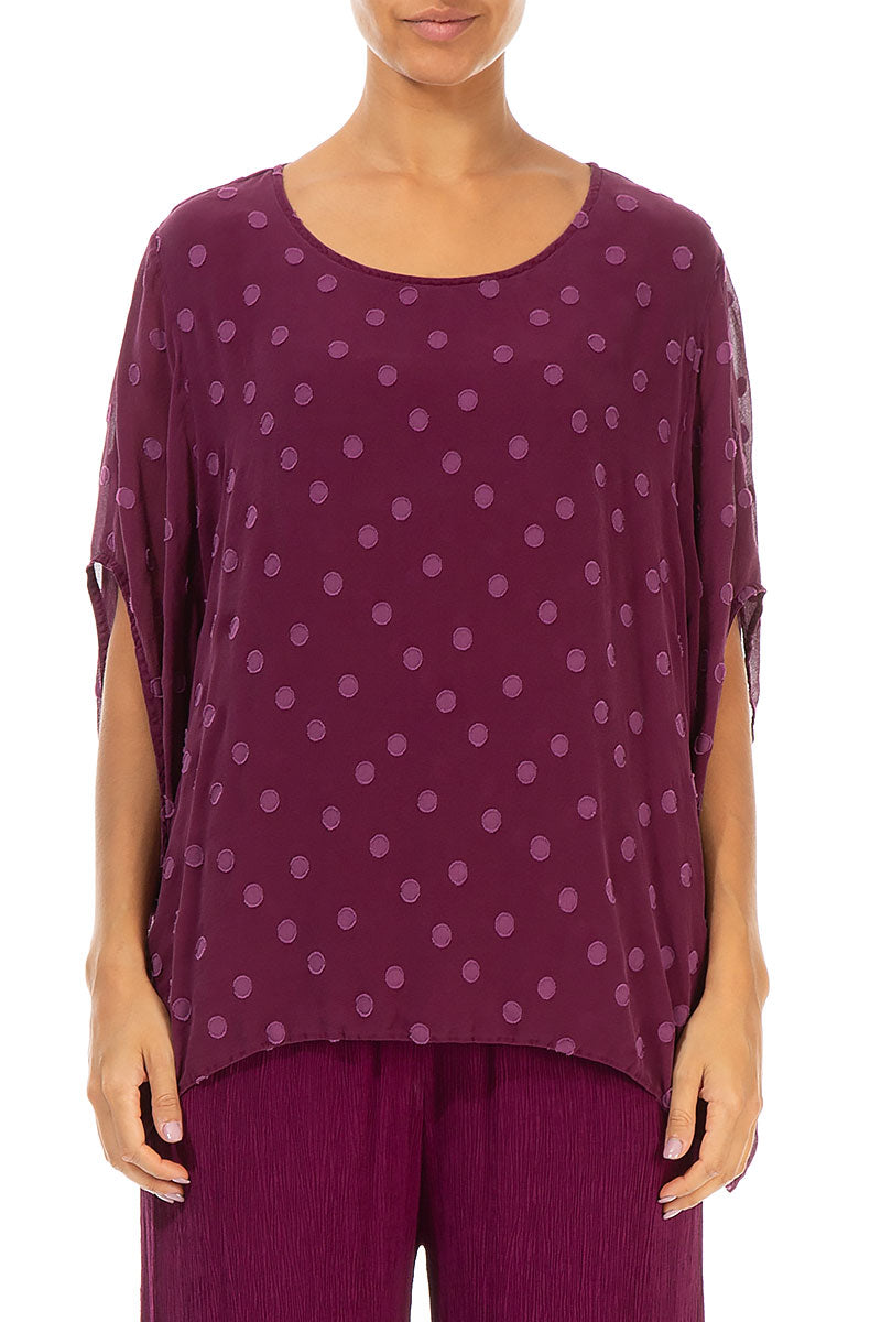Loose Magenta Dotty Silk Blouse 1
