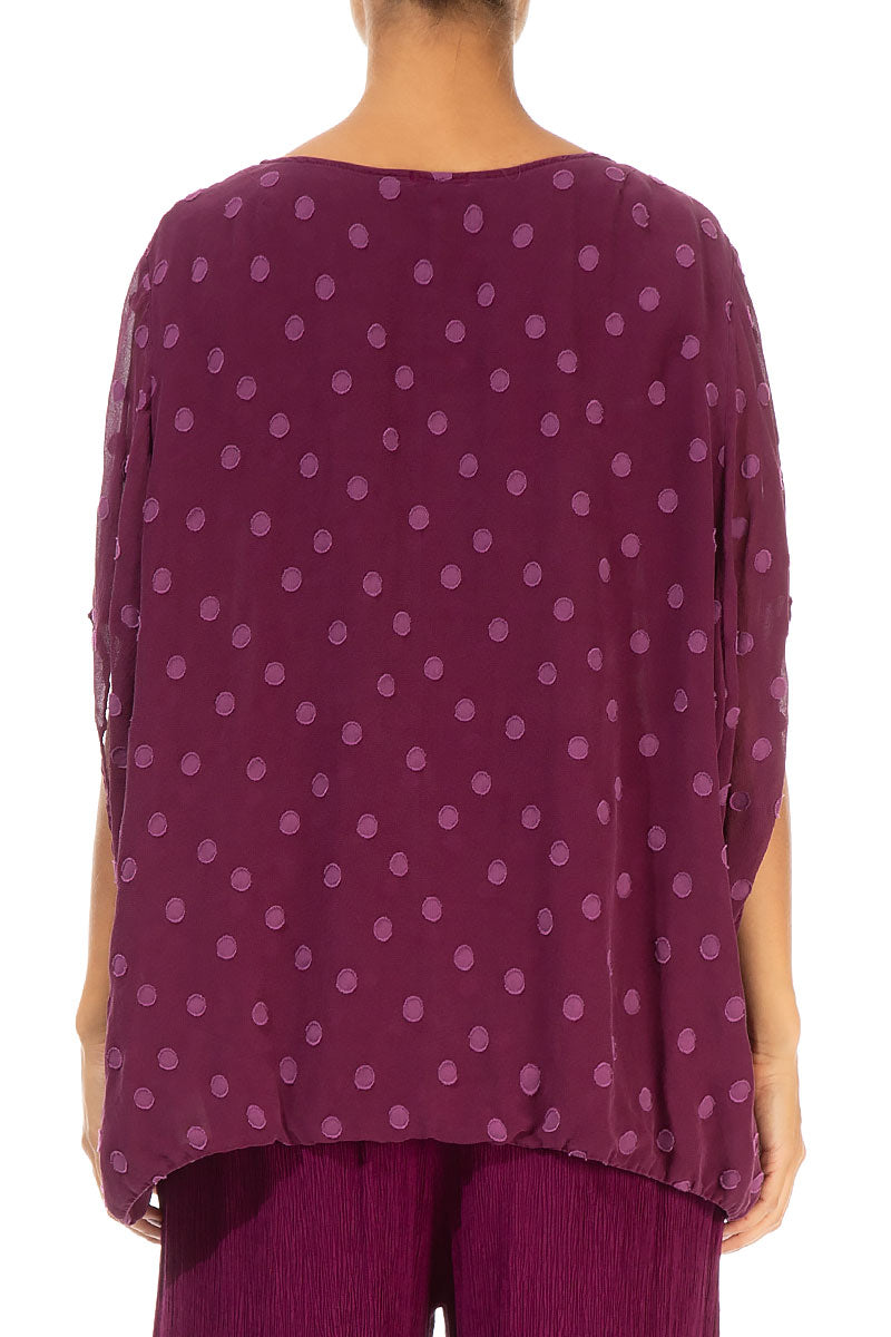 Loose Magenta Dotty Silk Blouse 2