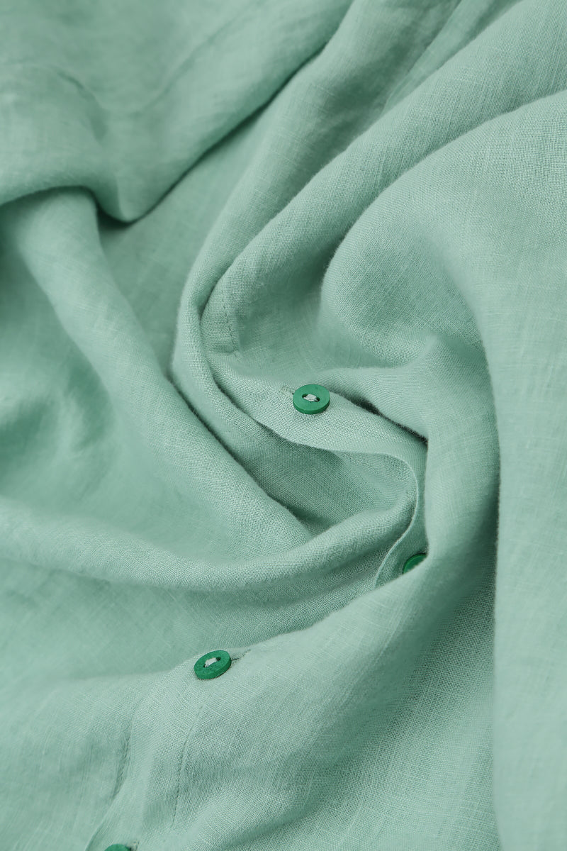 Loose Mint Linen Shirt 5