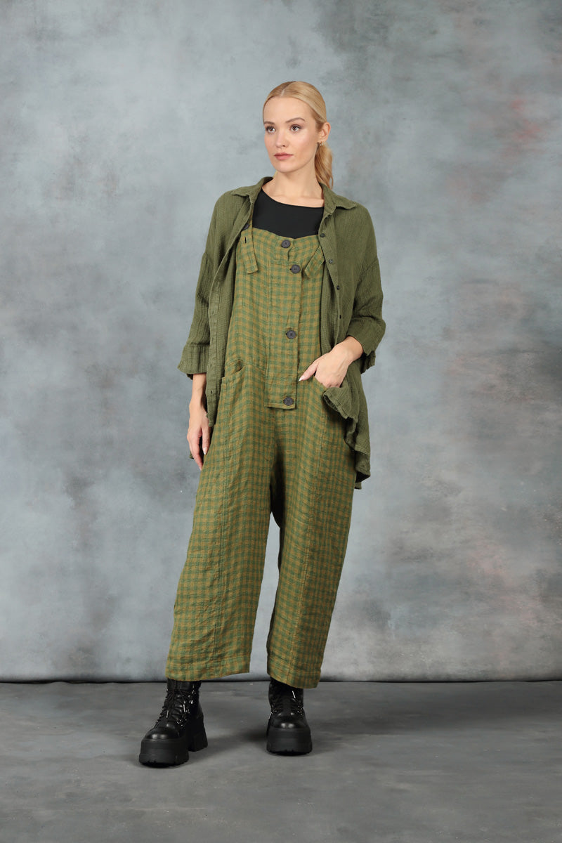 Loose Olive Textured Linen Shirt 6