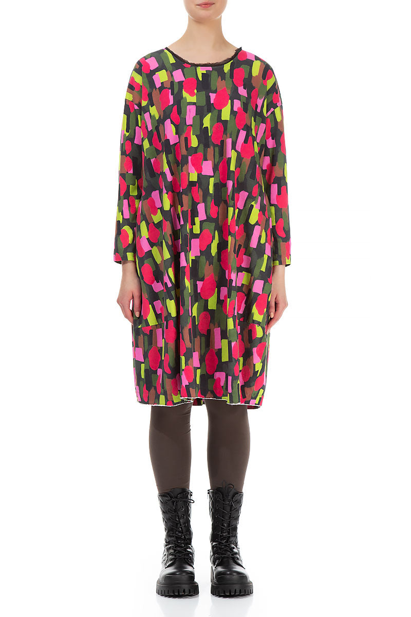 Loose Paint Mosaic Cotton Dress 2