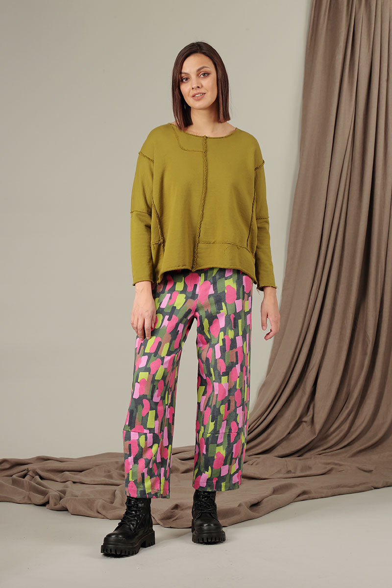 Loose Paint Mosaic French Terry Cotton Trousers 6