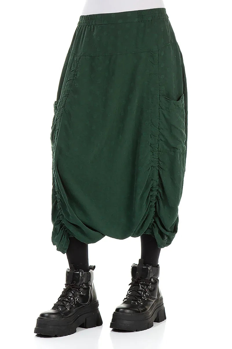 Loose Pine Green Dotty Silk Cotton Trousers