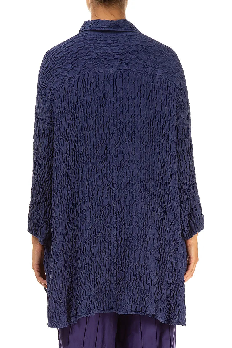 Loose Purple Crinkled Silk Shirt 2