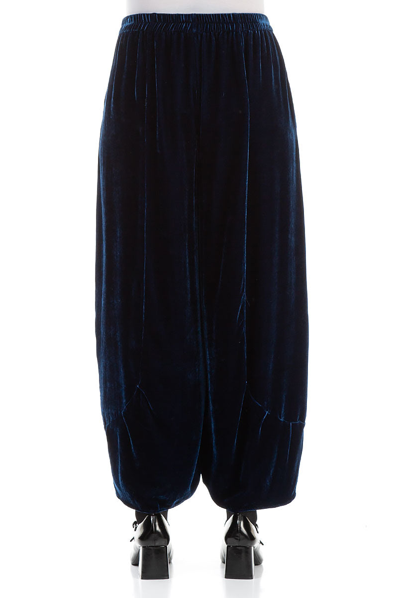 Loose Royal Blue Silk Velvet Trousers