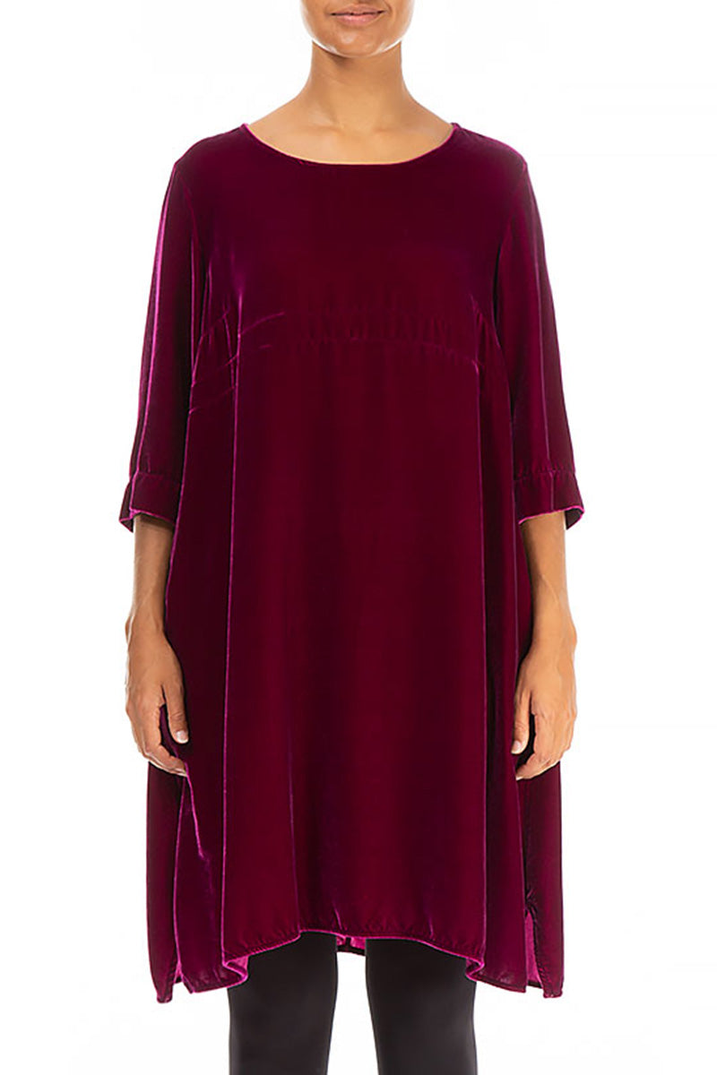 Loose Royal Fuchsia Silk Velvet Tunic