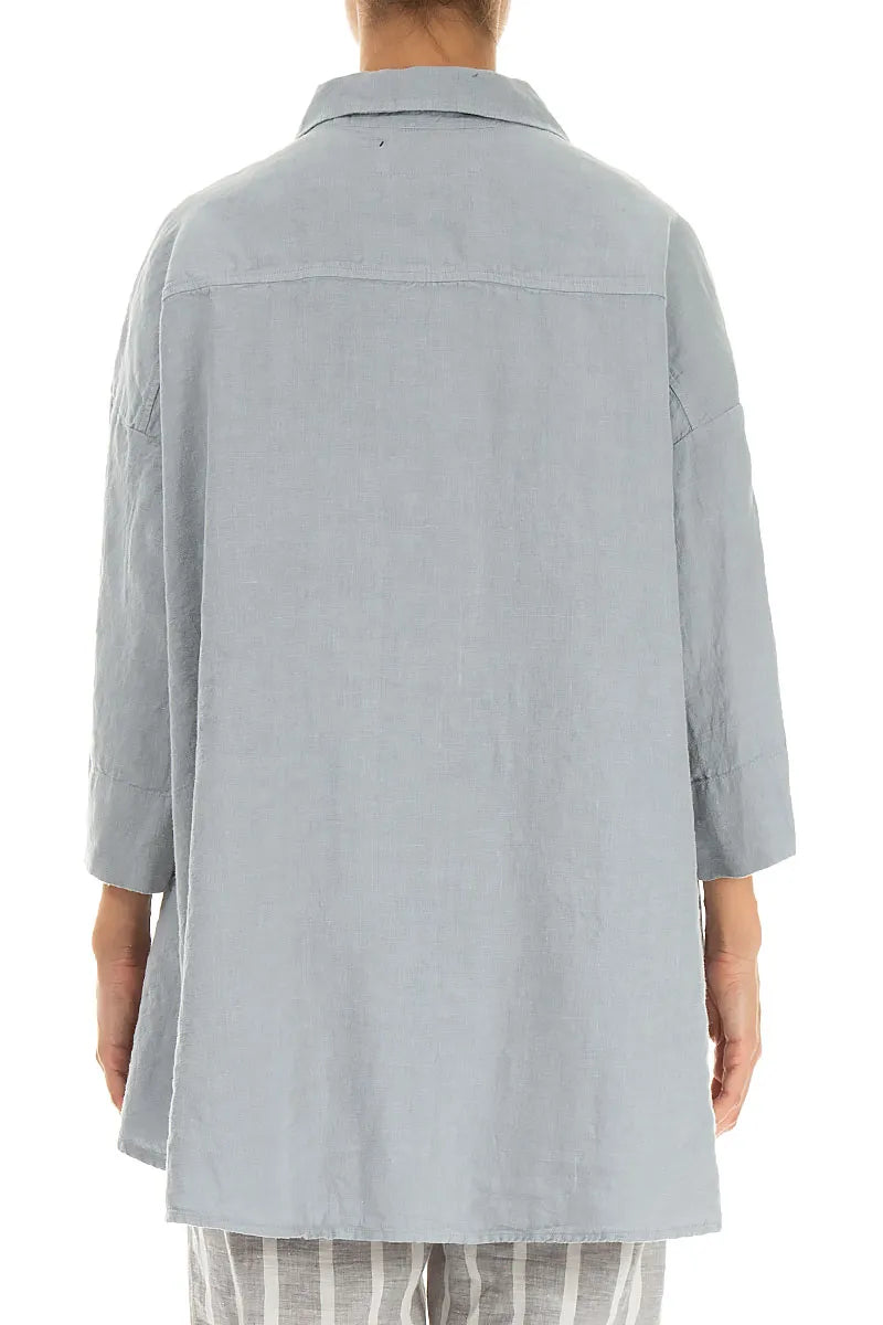 Chemise ample en lin gris argenté
