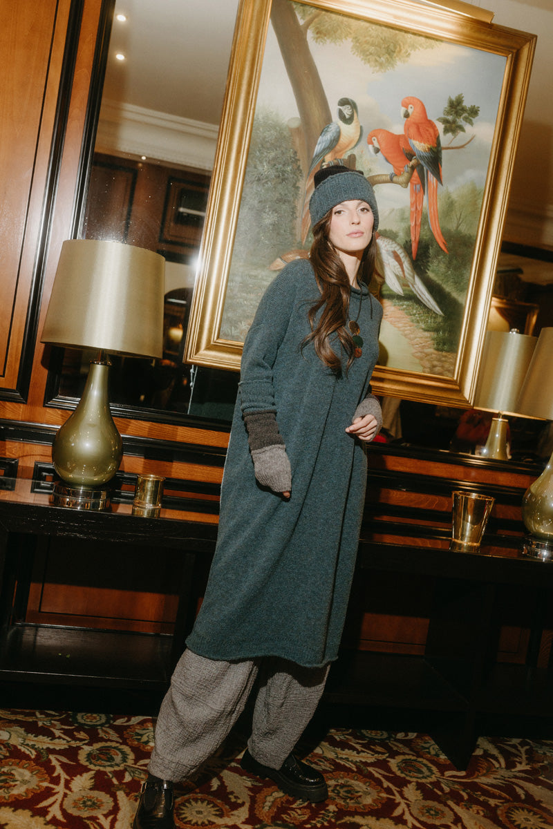 Loose Teal Knitted Wool Dress 6