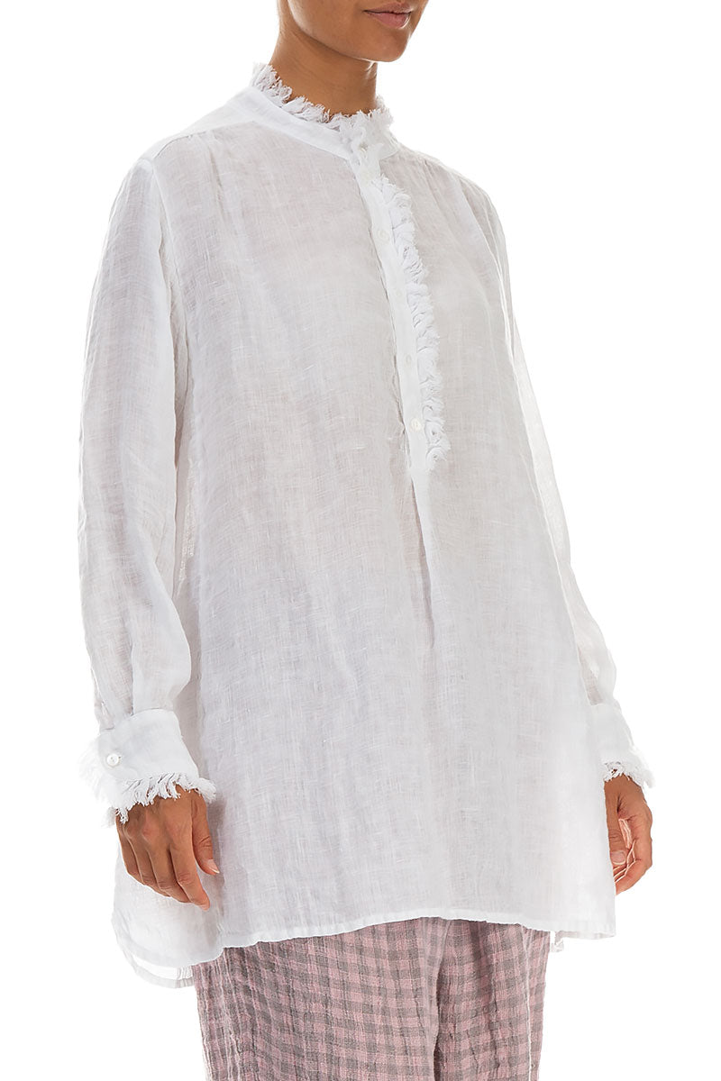 Loose White Gauze Linen Shirt 3